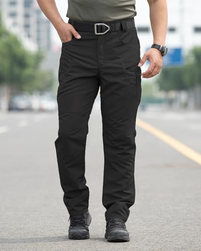Men's Stretch Tactical Pants,Water Resistant Ripstop Cargo Pants,Lightweight Outdoor Work Hiking Pants with Pockets(No Belt)