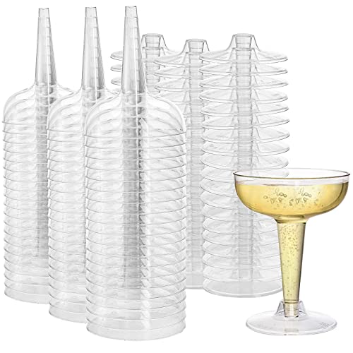 Hacaroa 75 Pack Plastic Champagne Coupe, 4 Oz Champagne Glasses Cocktail Glasses, Disposable Party Stem Cups Dessert Cups ...