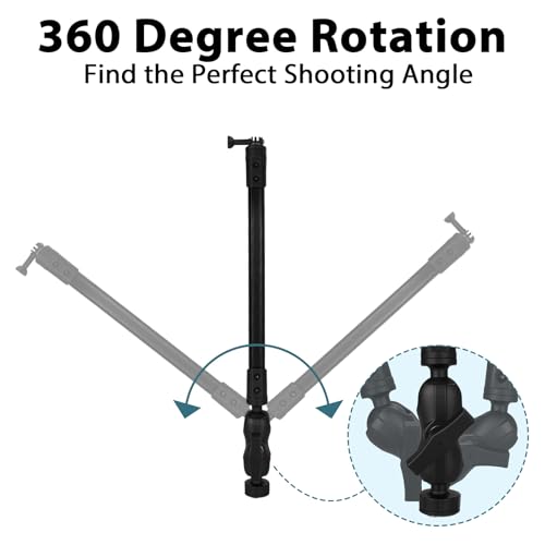 VINmounts 19.7" Kayak Camera Mount,360 Degree Adjustable Mount Compatible with Camera,with 1.5 Inch Ball T-Bolt Base for M...
