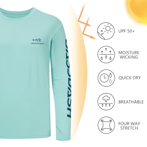 BASSDASH Men’s Graphic Shirts Long Sleeve Fishing Shirt UPF 50+ Moisture Wicking UV Sun Protection FS35M