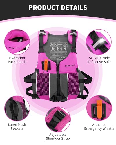 Owntop Swim Jacket Adult Youth | Hydration Pack | Dual Mesh Pockets | Attached Whistle | Ultra-Thin for Freer Movement | K...