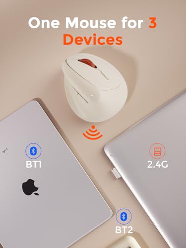 DAREU Ergonomic Vertical Wireless Mouse,2.4GHz / BT Optical Vertical Mice with Ergo Design for Comfort and Reduced Wrist S...