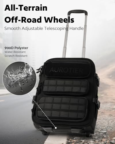 Rolling Tactical Laptop Backpack, Underseat Travel Backpack with Wheels, 16 Inch Wheeled Military Computer Backpack for Me...