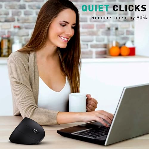 JYKEYMOUT Bluetooth and 2.4G (2-in-1) Rechargeable Wireless Mouse, Ergonomic Vertical Design, 1000/1200/1600 DPI, 6 Silent...