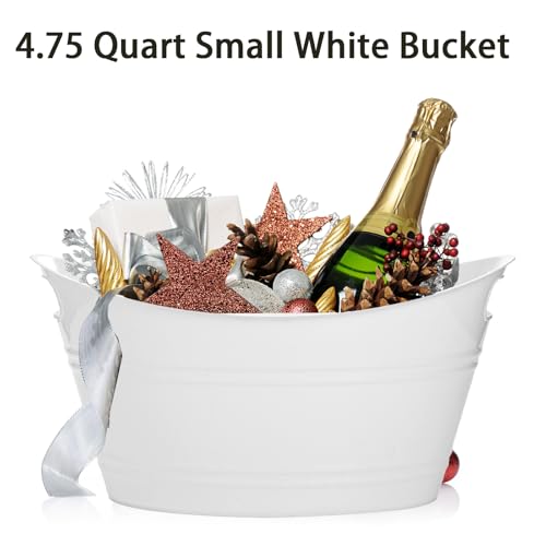 TOPZEA 4 Pack Oval Storage Tub, 4.5 Liter Plastic Wine Bucket Ice Bucket Beverage Tub Party Tub for Ice, Beer, Wine, Drink...