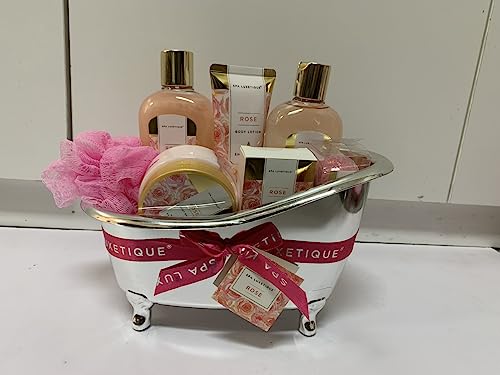spa luxetique Gift Set For Women, Bath Sets for Women Gift, 8 Pcs Rose Spa Basket Includes Bubble Bath, Shower Gel, Body Lotion, Birthday Spa Gifts, Mother‘s Day Gifts for Mom