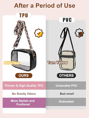Vangue Clear Purse for Women Stadium Approved, Clear Crossbody Bag with Adjutable Strap, Transparent Bag for Sports Concert