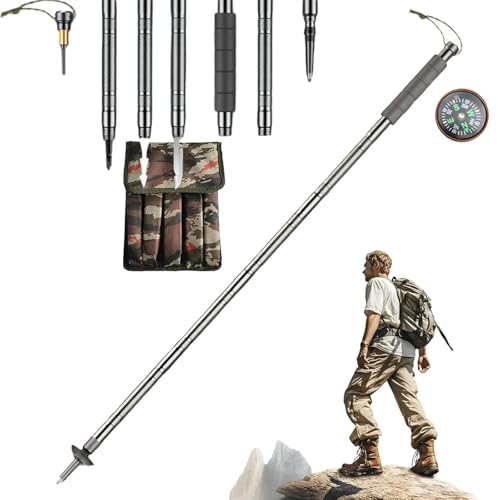 Collapsible Tactical Hiking Trekking Pole,2026 New Aluminum Tactical Walking Stick,Survival Hiking Trekking Pole,Gear for ...