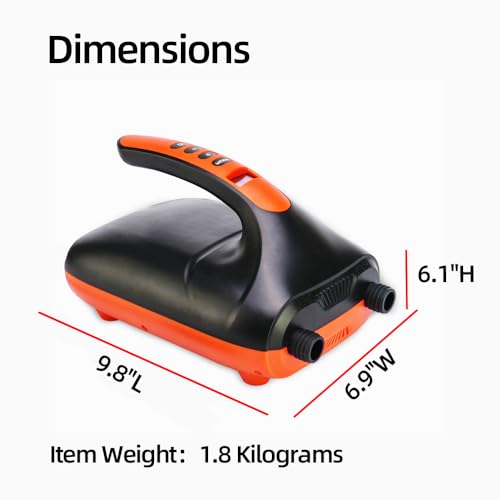 Tuomico 20PSI High Pressure SUP Electric Air Pump,Dual Stage Inflation Paddle Board Pump for Inflatable Stand Up Paddle Bo...