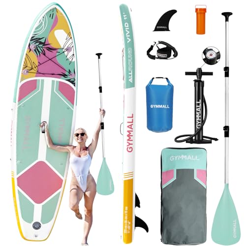 GYMMALL Paddle Board, Inflatable Stand Up SUP Paddle Boards for Adults & Youths of All Skill Levels, Wide & Non-Slip Deck ...