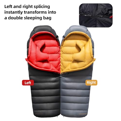 QEZER Down Sleeping Bag for Adults 620 Fill Power 0 Degree Sleeping Bag Cold Weather Ultralight with Pouch for Backpackin...