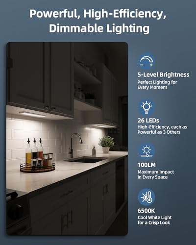 AMETHEUS 10inch Under Cabinet Lights, Motion Sensor Light Indoor, Wireless Closet Lights, 1800mAh Rechargeable Battery, Ma...