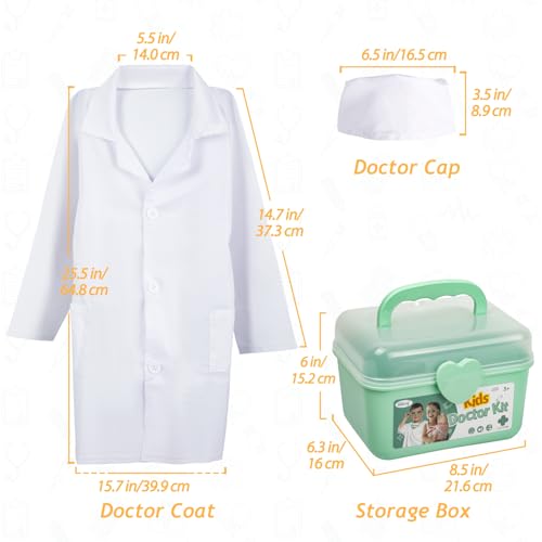 Liberry Doctor Kit for Toddlers 3 4 5 Years Old, 30-Piece Kid Doctor Toy with Stethoscope, Costume, Green Medical Pretend ...