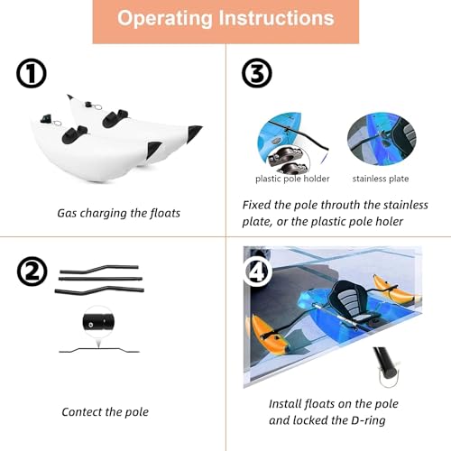 Inflatable Kayak Stabilizer, Kayak Outrigger Kit, PVC Canoe Accessories for Kayak Outrigger, Inflatable Boat for Kayak Out...