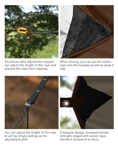 Travel Bird Ultralight Tarp, 14ft Hammock Rain Fly Lightweight Waterproof Camping Tent Tarp with Doors, Bushcraft Tarp She...