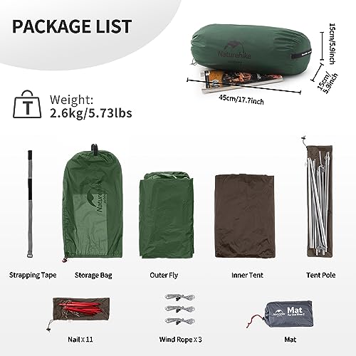 Naturehike Star River 2 Person Backpacking Tent, Lightweight Waterproof 2 Person Camping Tent, Double Layer Two Person Ten...