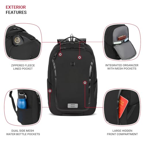 SwissGear Shield Laptop Backpack, Black, 18.5"x12"x6"