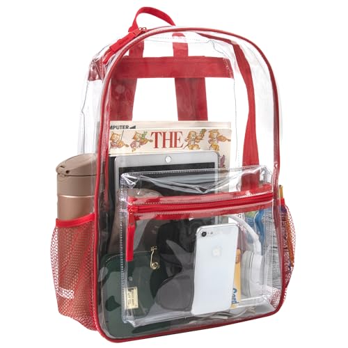 Trail maker Clear Backpack Heavy Duty with Padded Straps, Side Pockets for Kids, Boys, Girls, School, Stadium Approved Events