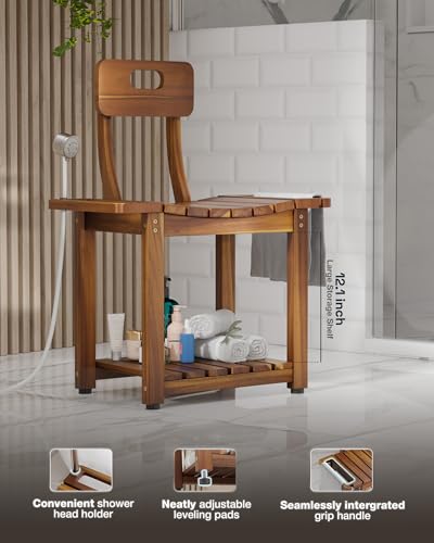 BLUEWEST 23.4'' Shower Chair with Backrest Bath Chair for Inside Shower or Tub, Heavy Duty 450 lbs Support, Non-Slip Feet,...
