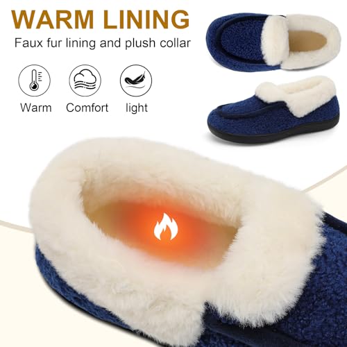 BARERUN Womens Slippers Fuzzy Collar Slipper Boots for Women Wide Toe House Shoes Moccasin Camping Travel Slippers with Ha...