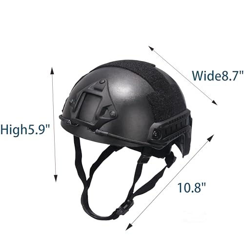 Tactical Airsoft Helmet with Full Face Mask, Black Military Style Paintball Protection Gear, Detachable Goggles, NVG Moun...