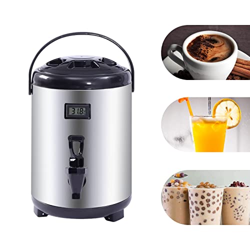 Stainless Steel Insulated Beverage Dispenser, 1.7Gal Thermal Carafe with Spigot for Hot Coffee & Cold Juice, 12-Hour Heat ...