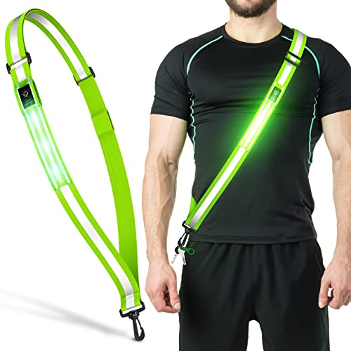 Ylzzrs LED Reflective Belt Sash Walking Gear,Safety Lights for Walkers at Night,High Visibility Safety Rechargeable Reflec...