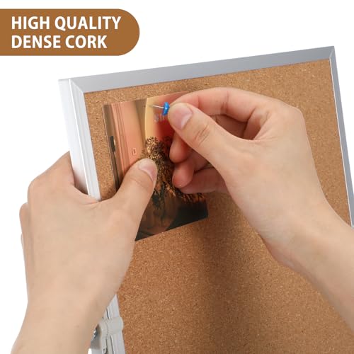 2 Pack Cork Board Bulletin Board, Double Sided Pin Board with Silver Aluminum Border, Desktop Small Cork Board with Stand ...