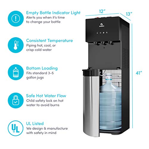 Avalon Bottom Loading Water Cooler Water Dispenser with BioGuard- 3 Temperature Settings - Hot, Cold & Room Water, Durable...