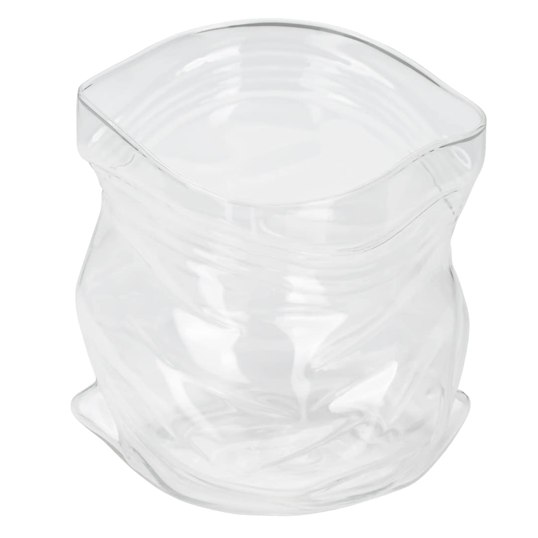 Restaurantware-22 Ounce Unzipped Bag Bowl, 1 Small Glass Bag - Realistic Crinkled Edges, Serve Candy, Popcorn, or Nuts, Clear Glass Bowl, Dishwashable, Flat Base