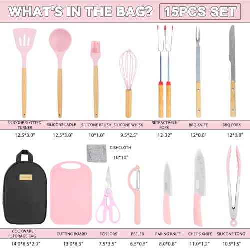 Camkinger Camping Accessories Kitchen Cooking Utensils Set - Portable Outdoor Camp Cookware Set, Silicone Camper Essential...