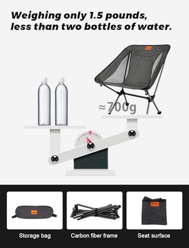 Msnaile Camping Chair, Carbon Fiber Frame 1.5 lbs Ultralight Folding Chair, Compact Portable Camp Chair for Adults, Backpa...