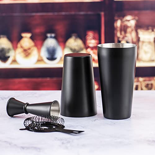 JNWINOG Cocktail Shaker Set 4-Piece Boston Shaker Kit with 20oz/25oz Shaker,Strainerand 0.5/1oz Double JiggerBar Set for H...