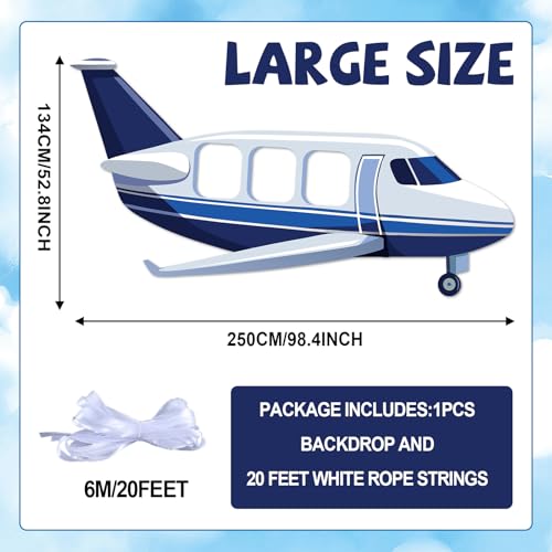 Airplane Shaped Photo Prop Selfie Frame Airplane Birthday Decoration Large Fabric Aircraft Backdrop Banner 98x53in Plane T...