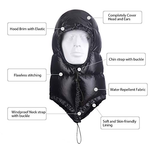 Tapasimme Winter Warm Ultralight Down Hood Waterproof Sleeping Bag Outdoor Camping Windproof Down Cap Hat with Storage Bag