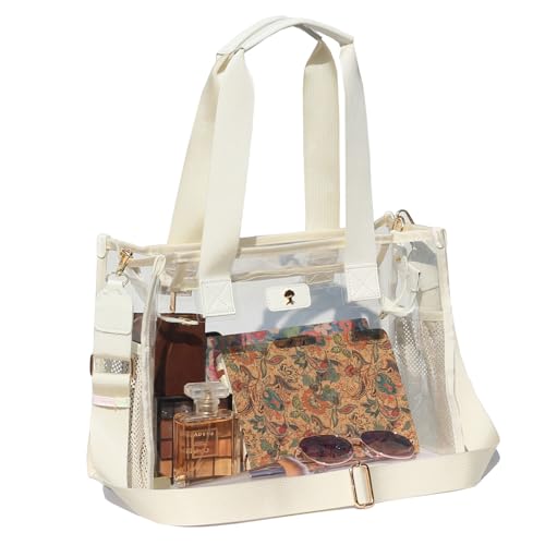 Iridescent Soap Bubble Tote Clear Bag for Stadium Events with Shoulder Bag for Concert Beach