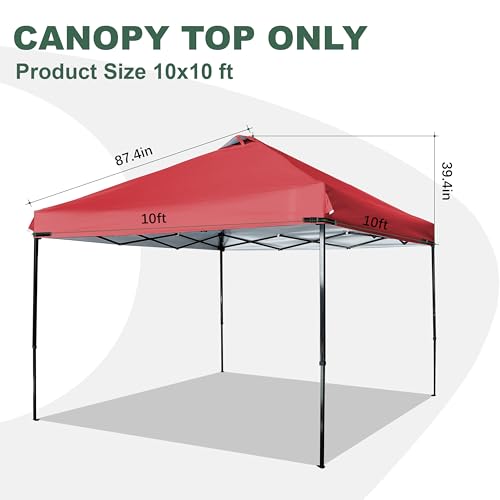 2PCS Canopy Replacement Top Silver Coated with Air Vent Upgraded Adjustable Straps for Most 10x10 Straight Leg Frame (Red)