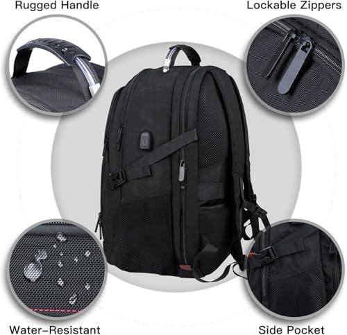 Extra Large Travel Laptop Backpack, 17.3 Inch Carry on Backpack for Men Women with USB Port, 50L Anti Theft Water Resistan...