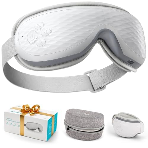 ALLJOY Eye Massager with Heat, Christmas Gifts for Women,White Elephant Gifts for Adults, Bluetooth Music Sleep Mask for Migraine Relief,Eye Strain, Dark Circles & Dry Eyes