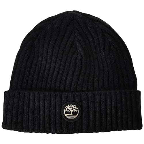 Timberland Mens Ribbed Watch Cap with Logo Plate