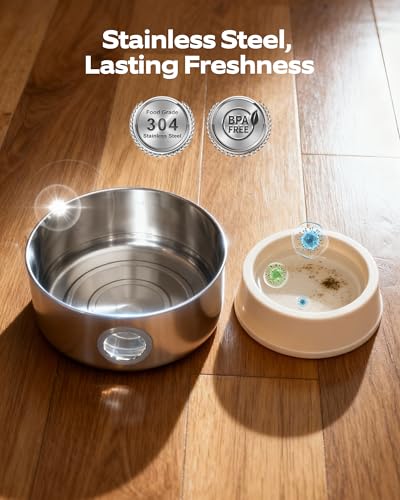 Cordless Cat Water Fountain Wireless: Battery Powered Pet Water Fountains for Cats Indoor - 2.6L Rechargeable Kitty Water ...