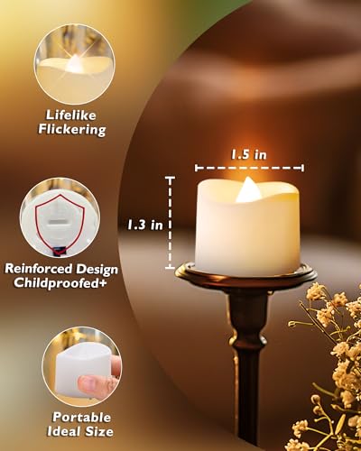 Homemory 24Pcs Flickering Flameless Candle Battery Operated, 200+Hours Fake Electric LED Tea Lights for Votive, Centerpiec...