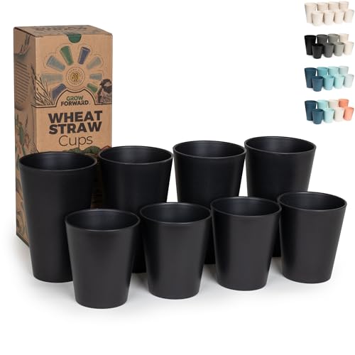 Grow Forward Premium Wheat Straw Cups - 13 & 20 oz Unbreakable BPA Free Hard Plastic Cups - Reusable Lightweight Plastic D...