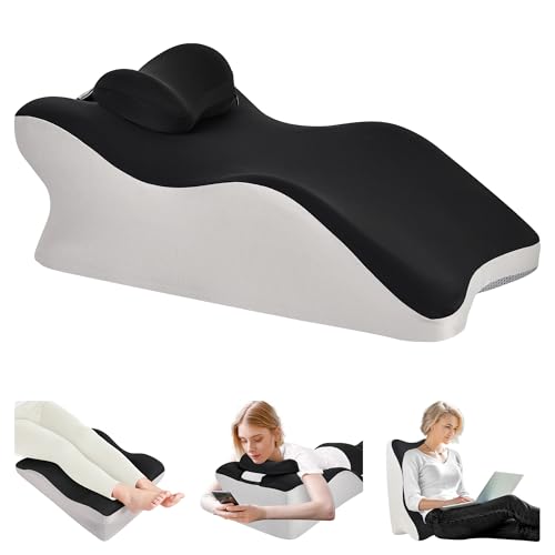 Aduken Reading Pillow for Bed,Adult Memory Foam Ergonomic Back Support Pillow for Bed Sitting Up Prone Pillow Face Down Sl...
