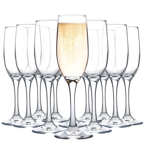 UMEIED Champagne Glasses, Set of 12 Champagne Flutes with Classic Shape, Long stem Sparkling Wine glasses for Wedding, Res...