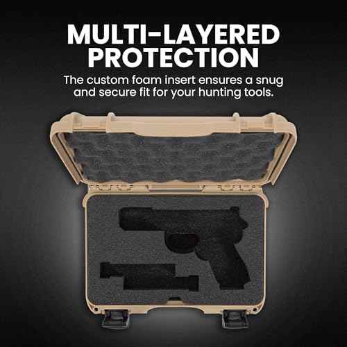 NANUK 909 Glock Pistol Case, Holds Most Glock Pistols and Two Magazines, Tan