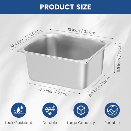 2 Pack Ice Bucket for Freezer,Freezer Ice Bin (large),Ice Buckets for Parties,Champagne Bucket,Stainless Steel Ice Bin for...