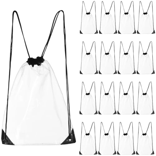 Homaisson 100 PCS Drawstring Backpacks Bags, Clear Bulk Plastic Bags for Men Women Gym Sport Colleges Event Security, Port...