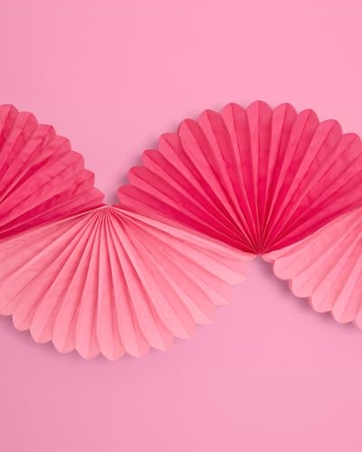 xo, Fetti Pink Paper Fan Garland - 6 Ft. | 3D Bachelorette Party Decorations, Birthday Party Supplies, Pink Preppy HBD, Ba...