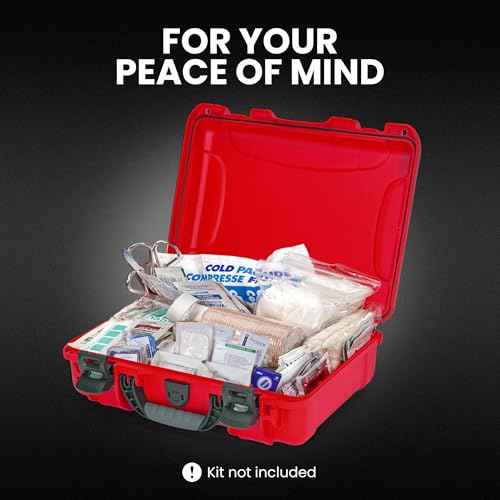 NANUK 910 Waterproof First Aid Box Empty ? Durable, Medical First Aid Organizer Case, IP67-Rated, Dustproof, Impact-Resistant, and Floats (7.4" x 4.9" x 3.1") ? Red